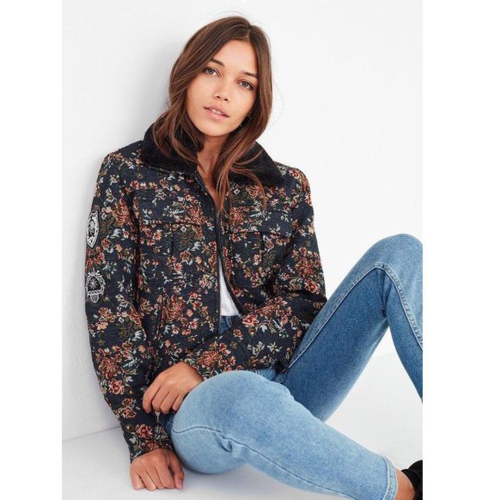 Blank NYC floral bomber jacket